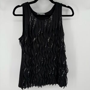 NY Collection Black Tank Top with Embellishments Bling